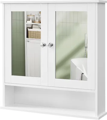 Immagine prodotto di Armadio a muro con specchio - Mobiletto sospeso - Organizzazione per il bagno - Ripiano regolabile - Altezza 75 cm - Bianco