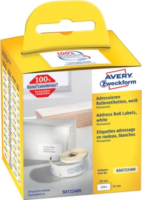 Immagine prodotto di AVERY Etichette in rotolo Zweckform, 89 x 36 mm, bianco