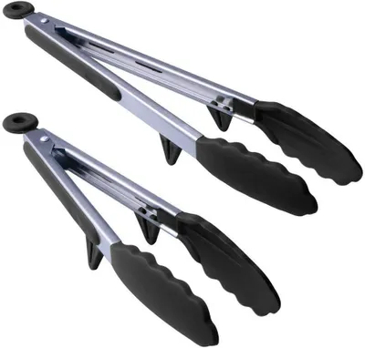 Produktbild von Küchenzangen Set 2-teilig, Edelstahl mit BPA-freiem Silikon, 23 cm und 30,5 cm, hitzebeständig bis 240°C, für
