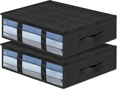 Produktbild von PolkaHome® Unterbettkommode 2er Set, faltbare Aufbewahrungsbox mit Sichtfenster und Griff, platzsparend