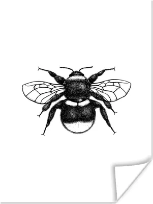 Produktbild von MuchoWow® Poster Hummel - Botanisch - Retro - Insekten 30x40 cm - Wandplakat - Poster Kinderzimmer