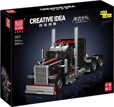 The image shows the packaging of a toy truck model kit.