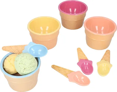 Produktbild von Eisbecher Set Kinder Schalen mit Löffel Kunststoff Bunt Sandkasten