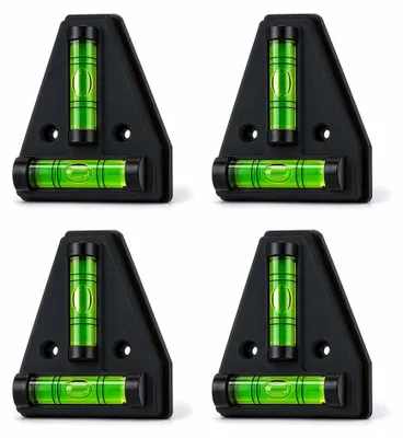 Productafbeelding van Wiltec magnetische waterpas, 4 stuks. Kruiswaterpassen van ABS met magnetische achterkant, elk met 2 waterpasvloeistoffen. Magnetische waterpas voor campers, huishoudelijk gebruik en bouw