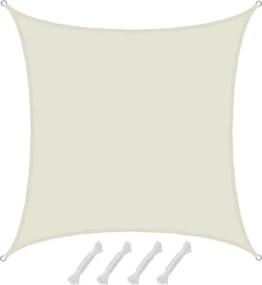 Produktbild von UPF50+ Sonnensegel 4x4 Polyester Quadratisch Wasserabweisend Garten Balkon Beige