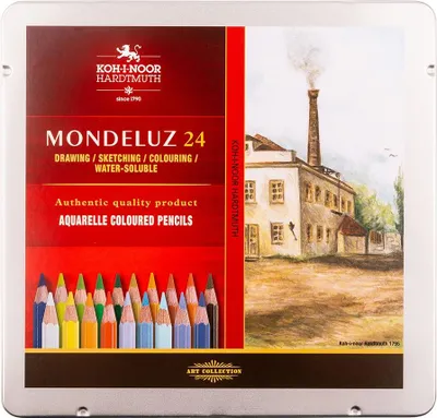 Image de Craie aquarelle Koh-i-noor MONDELUZ - Paysage 24 pièces dans une boîte en métal