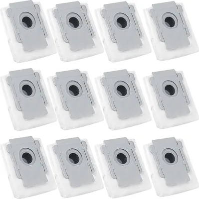A grid of 12 vacuum cleaner dust bags.