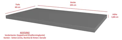 Produktbild von Arbeitsplatte 105cm 38mm Anthrazit matt Küche Nessa Scandi Old Style Ava-AR Luna