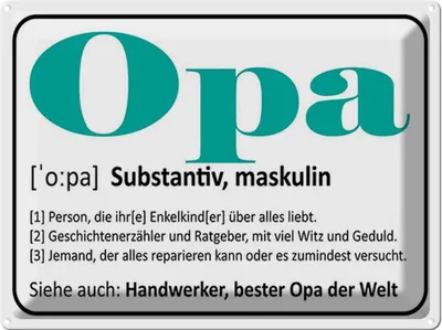Produktbild von vianmo Blechschild 30x40 cm Opa Handwerker bester Welt Spruch Zitat