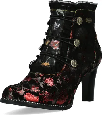 Produktbild von Laura Vita Damen Stiefelette Blumen Rüschen Knöpfe florales Design Alcbaneo 130, Größe:39 EU, Farbe:Rosa
