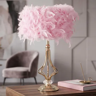 Obrázok produktu pre Stolová lampa s ružovým perím ø 25x54 cm