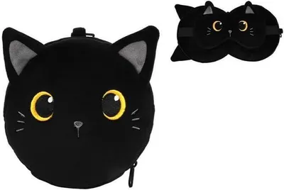 Produktbild von Kuschelkissen mit Schlafmaske, Black Cat, 19,5 x 18 cm