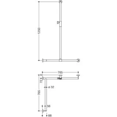Produktbild von HEWI 900.35M30340 DUHA, d:32,li, A1:1250, W1/W2:765,