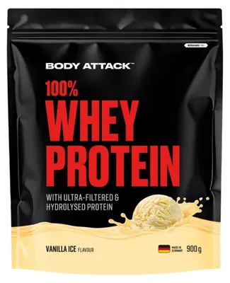 Produktbild von Body Attack 100 % Whey Protein – 900 g Vanilla Ice