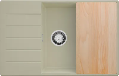 Produktbild von PRIMAGRAN Spülbecken Beige 78x50cm, Granitspüle 1 Becken + Ablauf-Set + Schneidebrett, Küchenspüle ab 60er Unterschrank - Kopenhagen