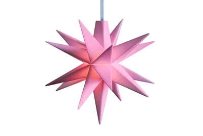 A pink star-shaped lamp is shown against a white background.