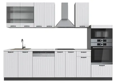 Zdjęcie produktu dla Aneks kuchenny Vicco Fame-Line Biały dworek/antracyt 300 cm z wysoką szafką, BP Marmur, Model 42428