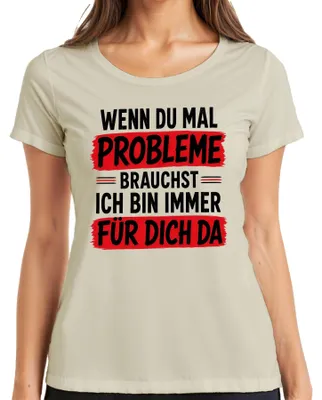 Immagine prodotto di Se hai bisogno di un po' di sarcasmo, sono sempre qui. Maglietta da donna con scritta "Statement Sarkasmus". Taglia: L