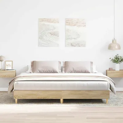 Produktbild von Möbel Bettgestell ohne Matratze Sonoma-Eiche 200x200 cm Holzwerkstoff - Klassische Betten &32108