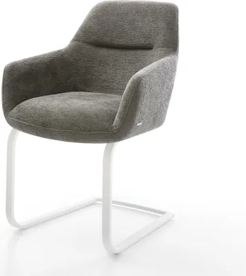 Produktbild von DELIFE Freischwinger Pejo-Flex Bouclé Soft Schlamm Freischwinger flach Weiß Taschenfederkern