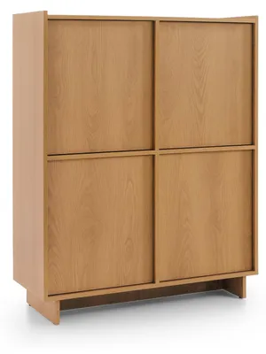 Produktbild von Furniture24 Kommode Yasumi Kw98 Hochschrank 4 Türiger 98 Cm Breit Eiche Karamell Push To Open