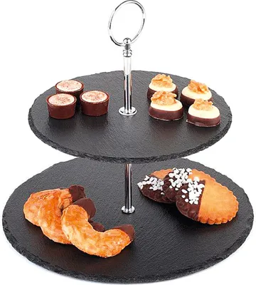 Obrázek produktu pro APS 989 Assheuer & Pott Etáž 2 patra, přírodní břidlice, v: 24 cm, ø 20 / 25 cm, antracit/stříbro (1 kus)