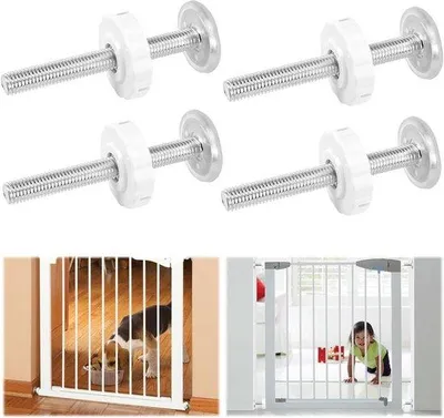 Image de Lot de 4 vis de 90 mm pour barrière d'enfant - Remplacement des tiges filetées - Blanc