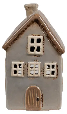 Zdjęcie produktu dla Clayre & Eef Pojemnik na podgrzewacze House 9x9x16 cm Szarobrązowy Ceramiczny
