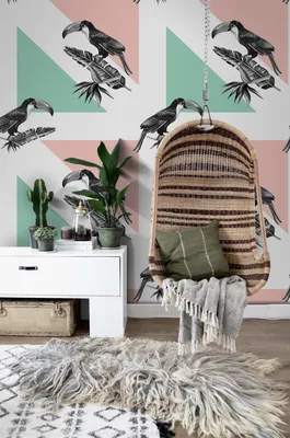 Produktbild von Coloray Fototapete 152x104 cm Vlies-Fototapete - TOUCANTRIANGLES BIRD Geometrische Figur