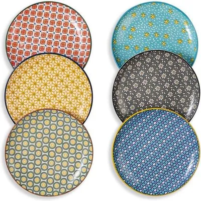 Produktbild von Famanu Dessertteller Set - Bunte Keramikteller, 20 cm, für Vorspeisen und Salate