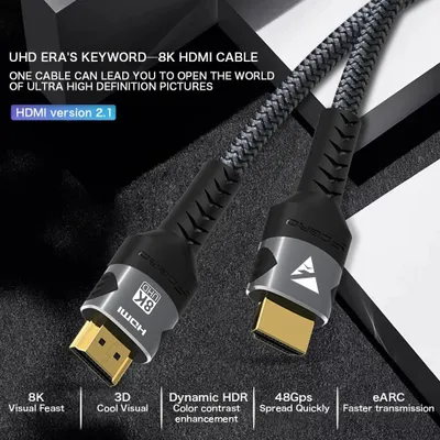 Productafbeelding van DrPhone HNH1 HDMI 2.1 Kabel 8K/60Hz 4K/120Hz - 48Gbps - Dts:X- HDCP 2.2 & 2.3 /
