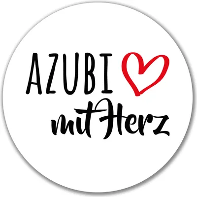 Produktbild von Huuraa Aufkleber Azubi mit Herz 10cm rund Sticker Geschenkidee