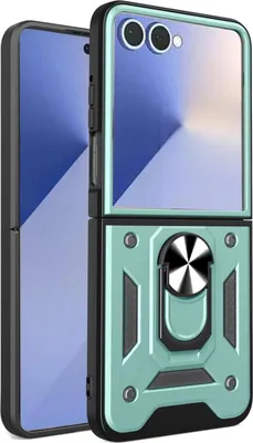 Produktbild von Mobigear Armor Ring  Samsung Galaxy Z Flip 7 Hülle Hardcase Backcover Stoßfest mit Ringhalter - Grün