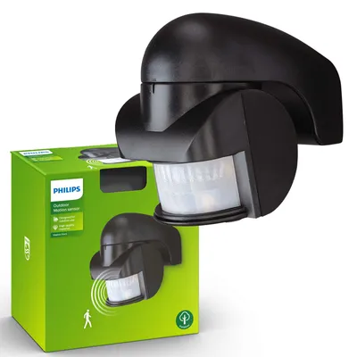 Produktbild von Philips PIR-Melder, Wandbeleuchtung für den Außenbereich, Schwarz, Kunststoff, IP44, Garten, Terrasse, I