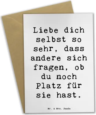 Produktbild von Mr. & Mrs. Panda Grußkarte Spruch Selbstakzeptanz Liebe - Weiß - Geschenk, Gefühl, Zitat, Glück, Motivation, weihnachtskarten, Perfektion, Authentizität, osterkarten