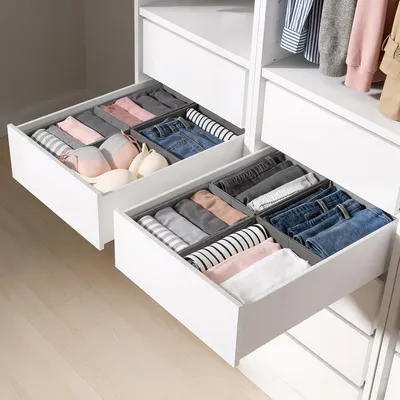 Produktbild von Schubladen-Organizer für PAX Kleiderschrank 50 x 58 cm, 8 Stück, faltbar, grau