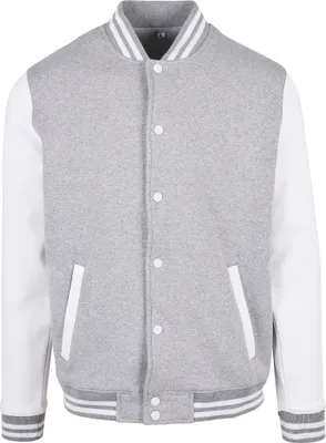 Produktbild von Build Your Brand Basic BB004 | Basic College Jacket Regular Fit - Farbe: Heather Grey/White - Größe: XL