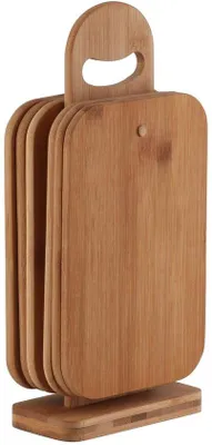 Immagine prodotto di Set di taglieri in legno - 6 pezzi - con supporto - sostenibile