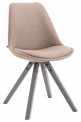 Produktbild von CLP Besucherstuhl Toulouse Stoff Square mit Sitzpolster und eckigen Holzbeinen taupe Gestell Farbe grau