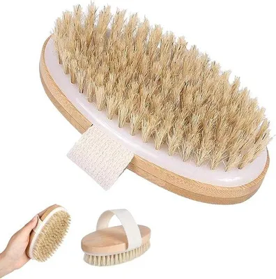 Productafbeelding van Droogborstel Lichaamsborstel - Huidpeeling Massageborstel - Huidverjonging Lymfedrainage - Natuurlijke Borstelharen Hout - 126 x 66 x 39 cm
