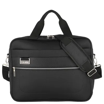Produktbild von Travelite Miigo Flugumhänger Schwarz R-PET 40x32x15 cm 15.6 Zoll Laptopfach zwei Hauptfächer weite Öffnung