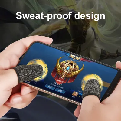 Produktbild von 1Pair-Fingerbetten Schweiß-Proof Nicht-Kratzerfaserfaser-Handy-Finger-Ärmel für Mobiltelefone-Schwarze Silberfaser