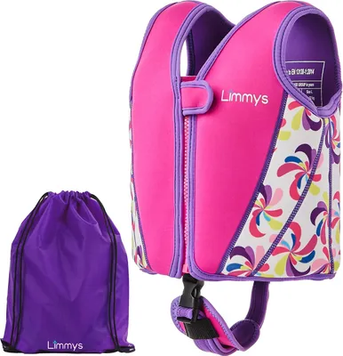 Produktbild von Limmys Schwimmweste für Kinder - Schwimmweste mit einstellbarem Auftrieb - Sichere und bequeme Schwimmweste - Rosa Windmühle - M (2 bis 5 Jahre)