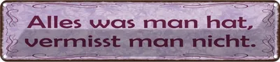Produktbild von vianmo Blechschild 10x46 cm Alles was man hat vermisst nicht Spruch Zitat