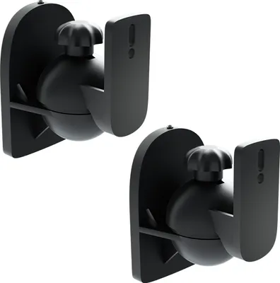 Produktbild von deleyCON 2x Universal Lautsprecher Wandhalterung Halterung Boxen Halter Schwenkbar + Neigbar bis 3,5Kg Deckenmontage + Wandmontage - Schwarz