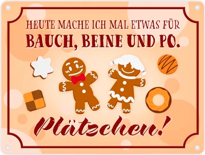 Produktbild von Heute mache ich Plätzchen Metallschild in 15x20 cm mit Lebkuchenfiguren