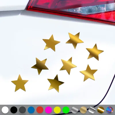 Produktbild von PantherPixel Sterneaufkleber Aufkleber Mehrteiliges Sterne Set Sticker Auto Geschenkidee Farbe Chrom-Gold