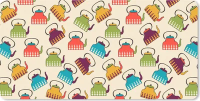 Produktbild von MuchoWow® Schreibtischunterlage Design - Retro - Teekanne - Farben 80x40 cm - XXL Mauspad - Gaming Mauspad
