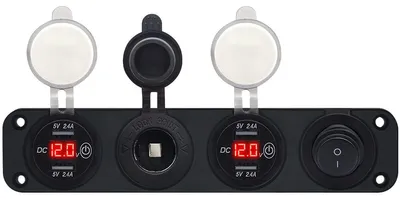 Produktbild von ProRide 12V USB-Auto-Ladegerät 4x USB 5V/2,4A + 12V Steckdose, Schalter