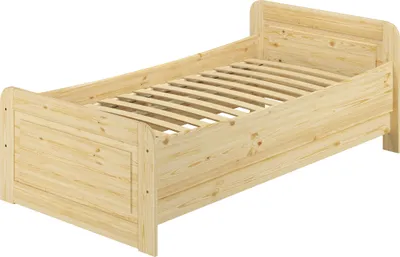 Produktbild von Seniorenbett extra hoch 100x200 Einzelbett Holzbett Gästebett Massivholz Zubehör wählbar V-60.42-10Federleisten